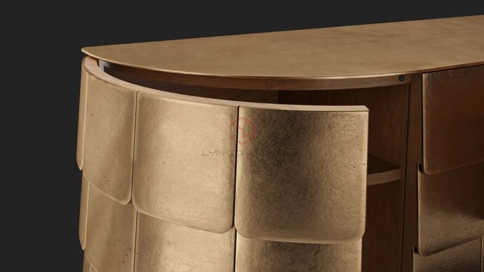 Tủ Console 4 Cánh Mở Inox Màu Đồng- BTT62