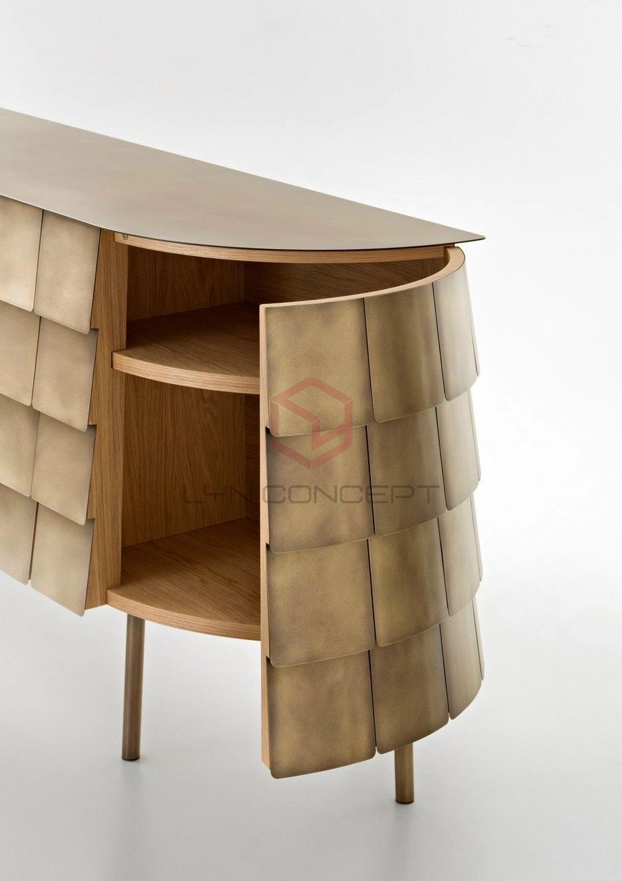 Tủ Console 4 Cánh Mở Inox Màu Đồng- BTT62