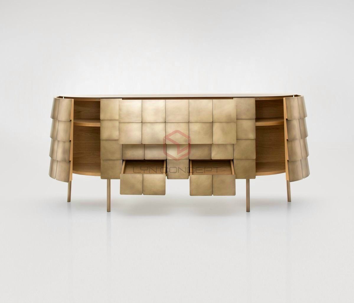 Tủ Console 4 Cánh Mở Inox Màu Đồng- BTT62