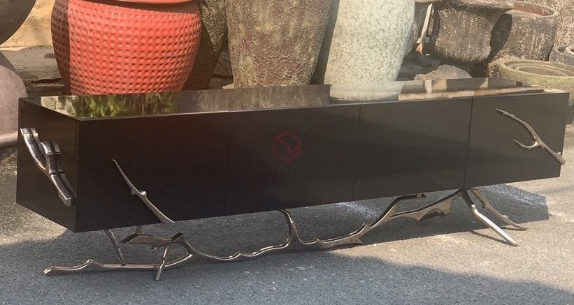 Tủ Console Màu Đen Chân Inox Xi Mạ Màu Vàng Hiện Đại Cao Cấp - BTT43