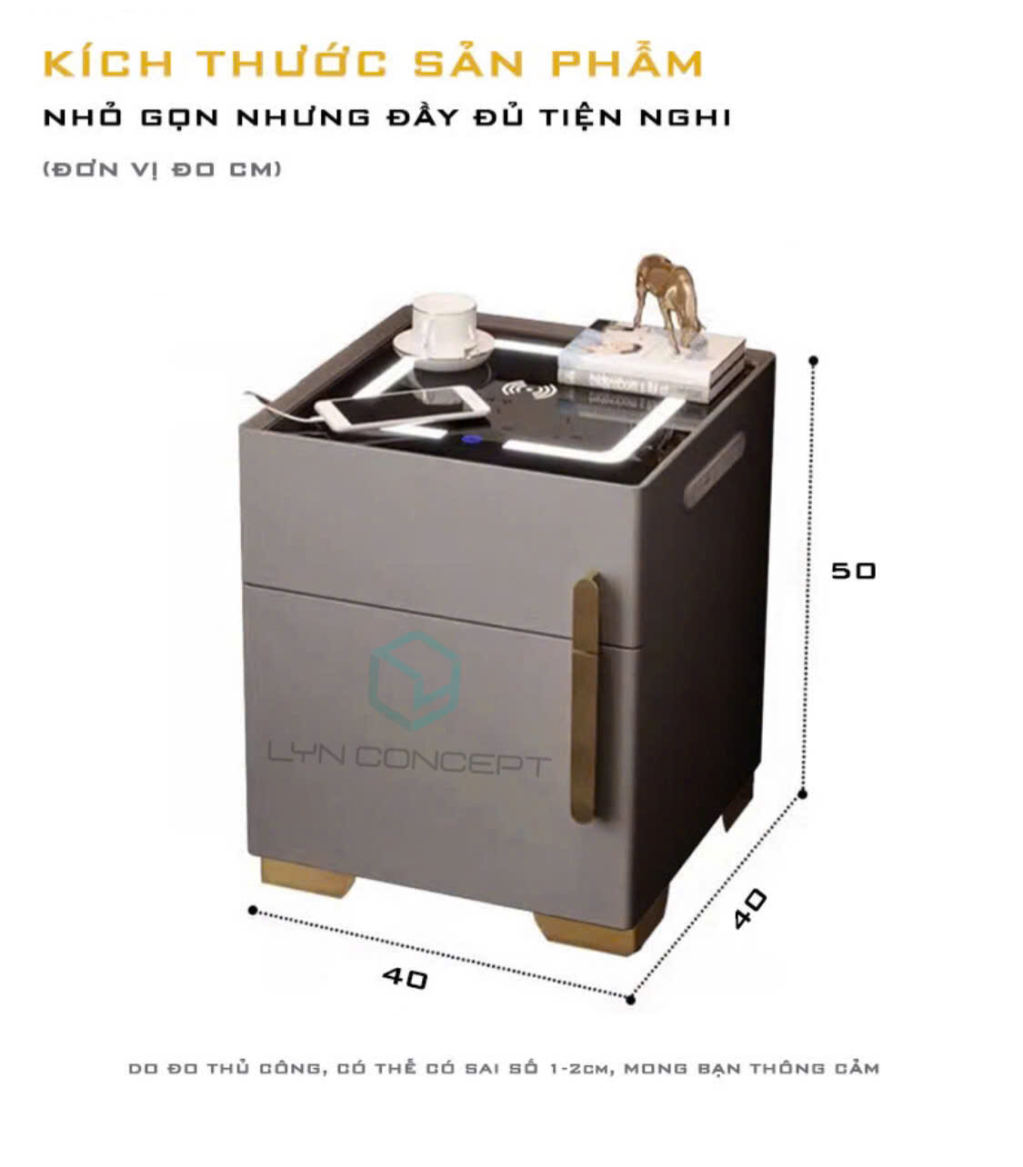 Tab Đầu Giường Thông Minh Có Két Sắt - TĐG53.3