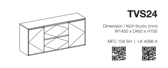 Tủ Console Màu Trắng Và Vân Gỗ Đơn Giản - TVS24
