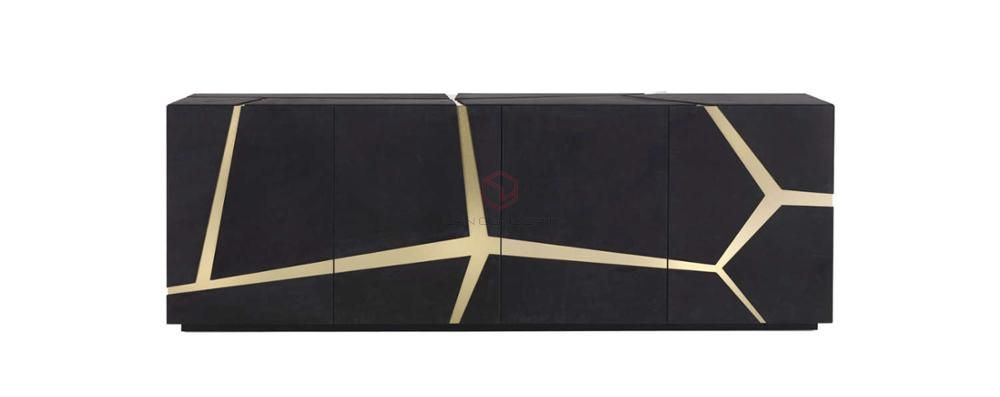 Tủ Console Màu Đen Kết Hợp Inox Xi Mạ Màu Vàng Hiện Đại Cao Cấp - BTT46