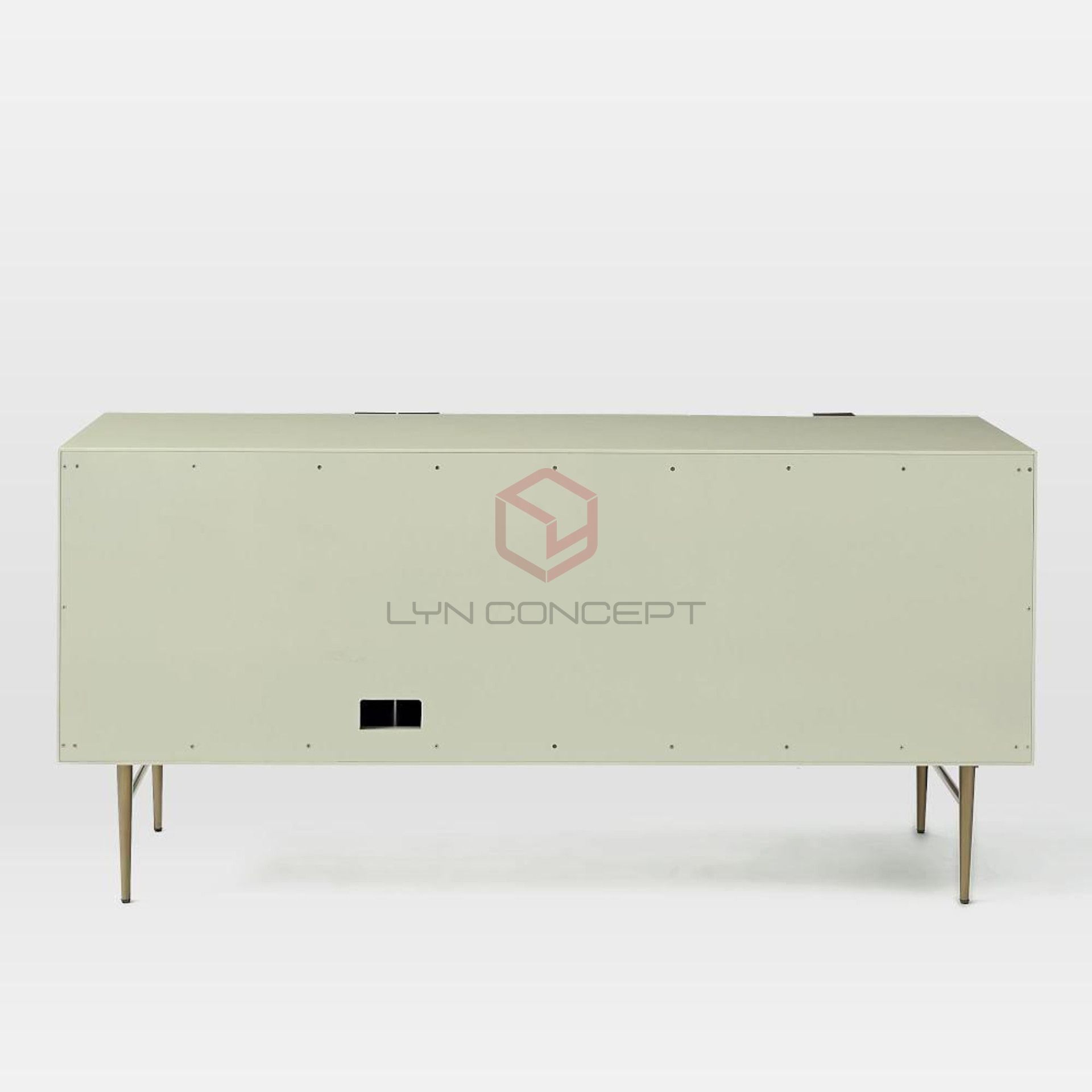 Tủ Console Màu Trắng Cánh Cắt Cnc Chân Inox Xi Mạ Màu Vàng Hiện Đại Cao Cấp - BTT50C