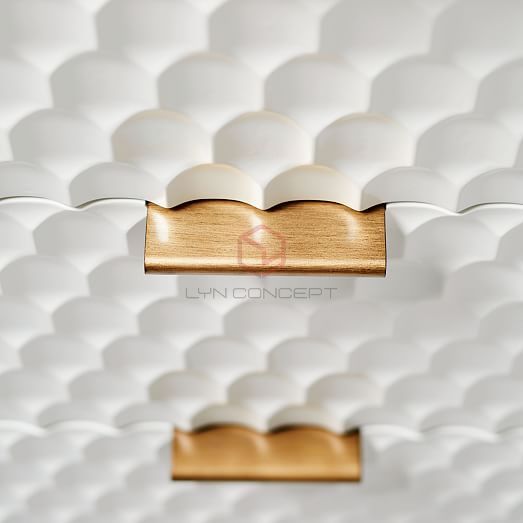 Tủ Console Màu Trắng Cánh Cắt Cnc Chân Inox Xi Mạ Màu Vàng Hiện Đại Cao Cấp - BTT50C