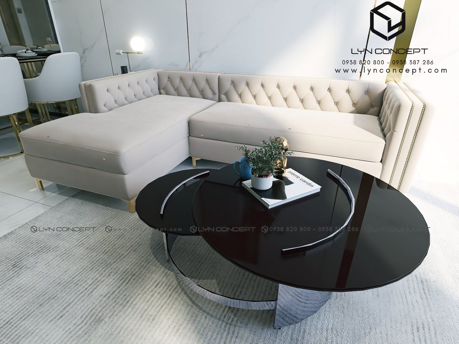 Bàn Trà Sofa Tròn Mặt Kính Đen Chân Inox Mạ Pvd Cao Cấp - BT63B