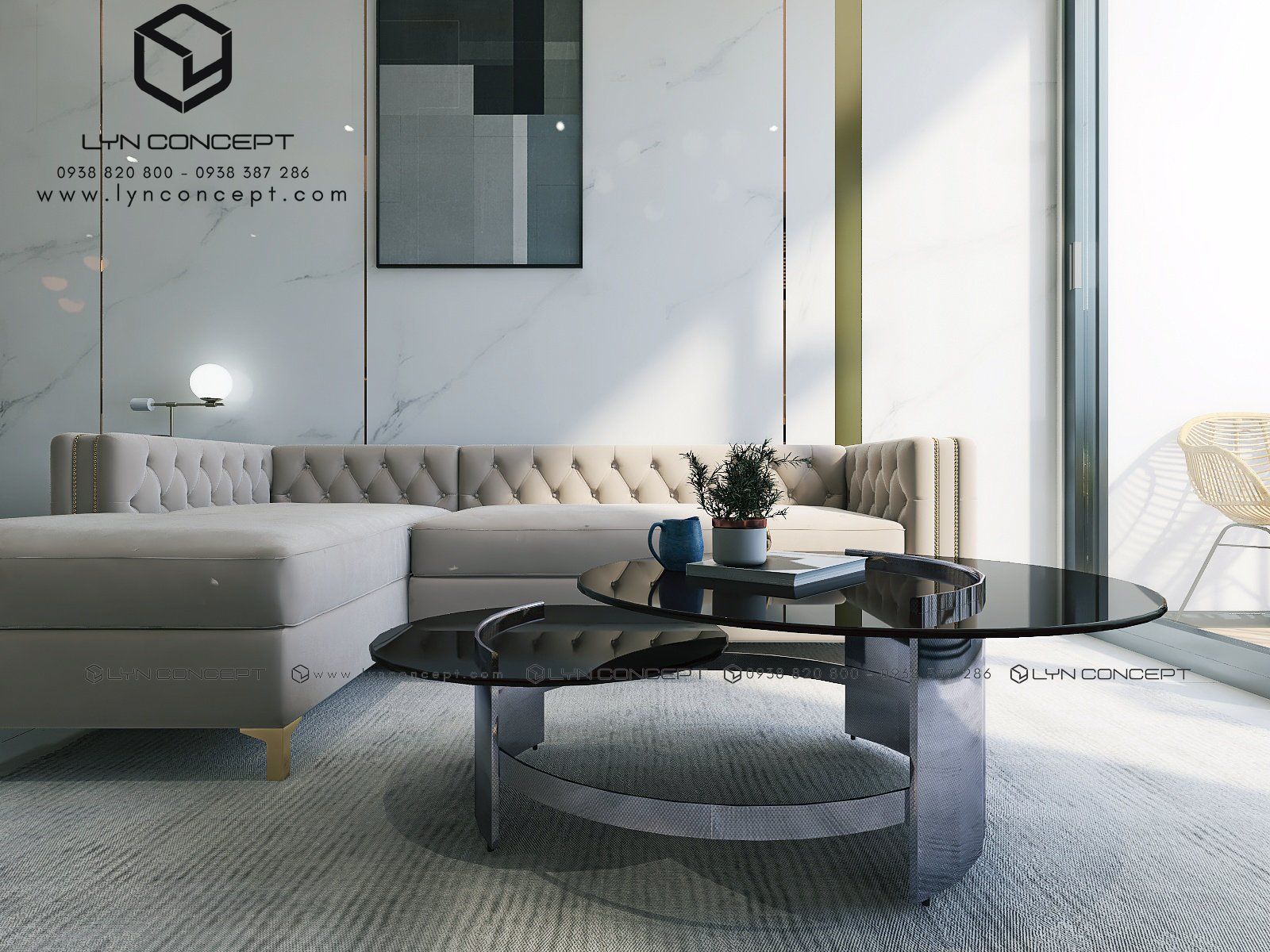 Bàn Trà Sofa Tròn Mặt Kính Đen Chân Inox Mạ Pvd Cao Cấp - BT63B