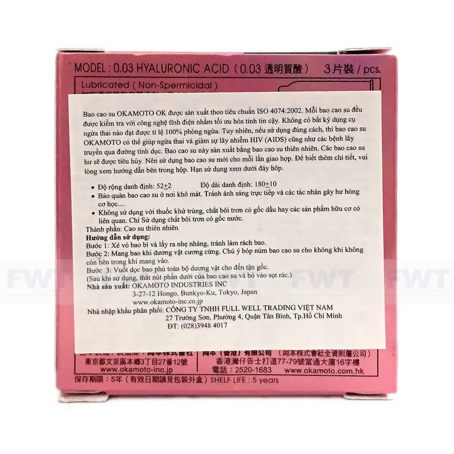 Đặc điểm của bao cao su Okamoto 0.03 Hyaluronic Acid