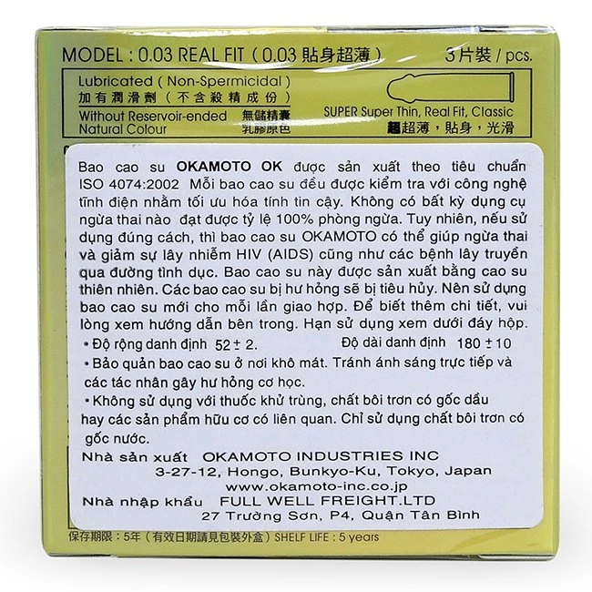 Đặc điểm của BCS Okamoto Real Fit