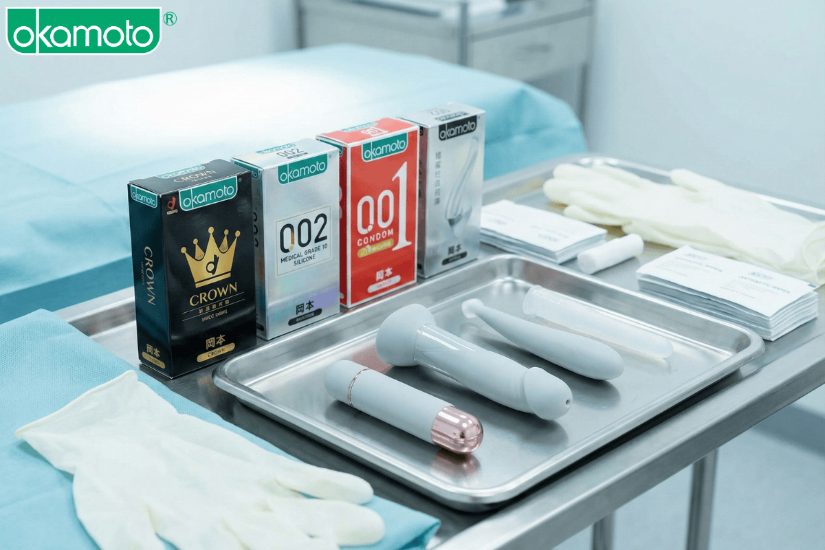 bao cao su OKAMOTO dùng với sex toys an toàn