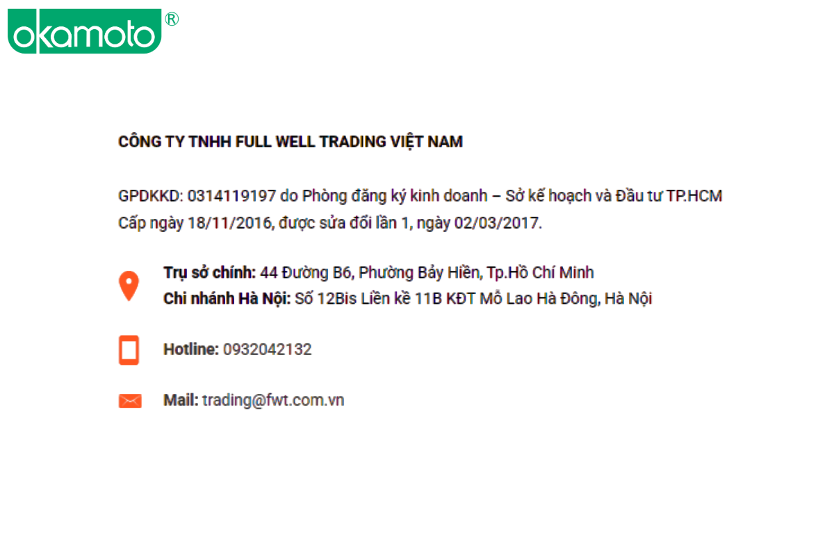 Okamoto chính hãng tại Việt Nam - thông tin phân phối