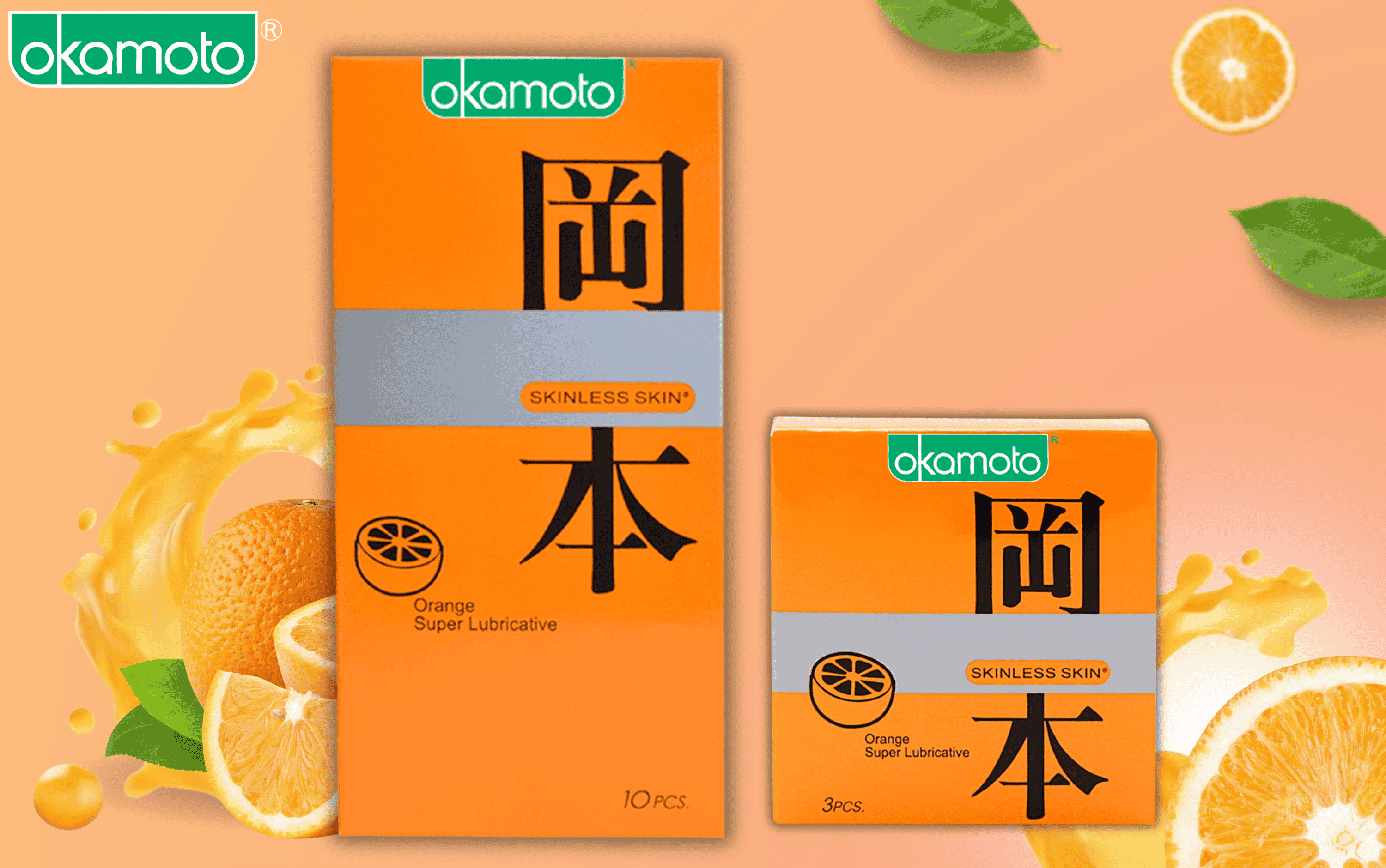 Okamoto Skinless Skin Orange Lubricated hương cam tươi mát