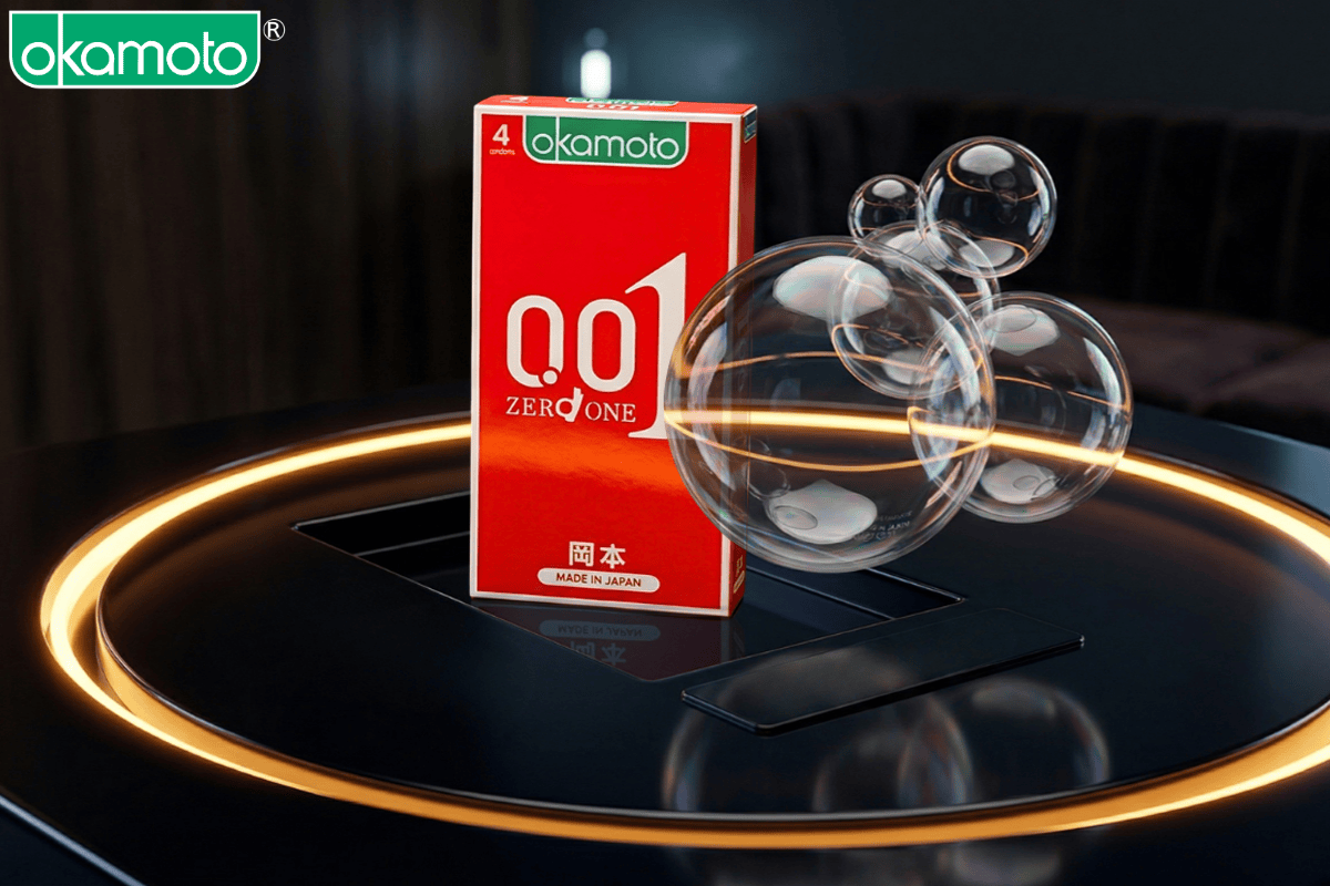 Bao cao su Okamoto 0.01 Zero One siêu mỏng truyền nhiệt tốt.