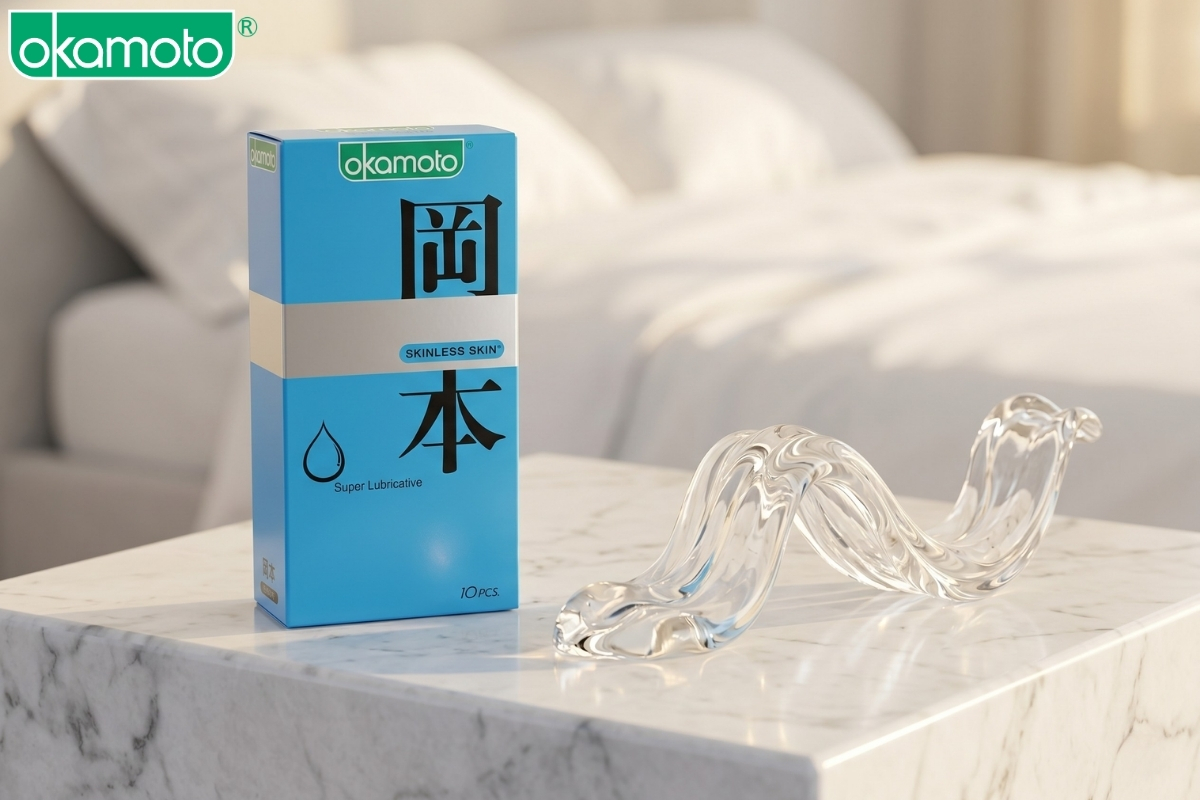 Bao cao su siêu bôi trơn Nhật Bản Okamoto Skinless Skin Super Lubricative.