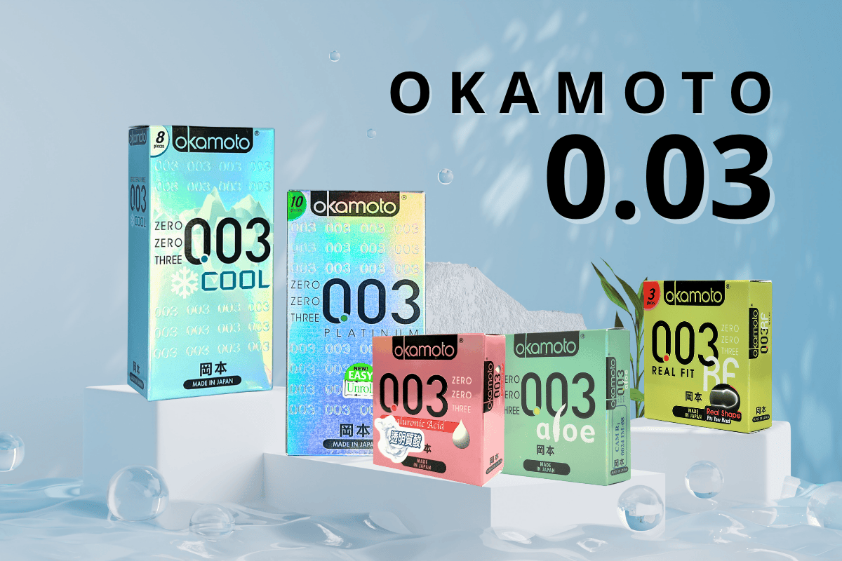 Các dòng sản phẩm OKAMOTO 003: Platinum, Aloe, Real Fit, Cool, HA.