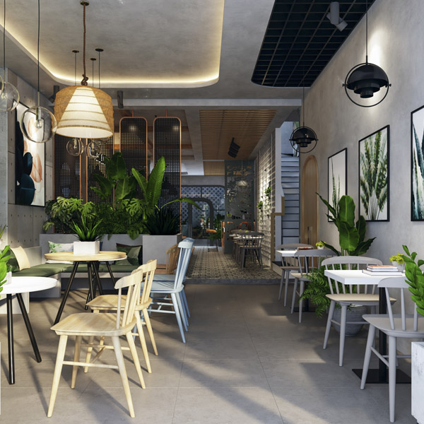 Mẫu sân vườn quán cà phê đơn giản