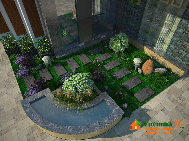 Tiểu cảnh sân vườn trước nhà