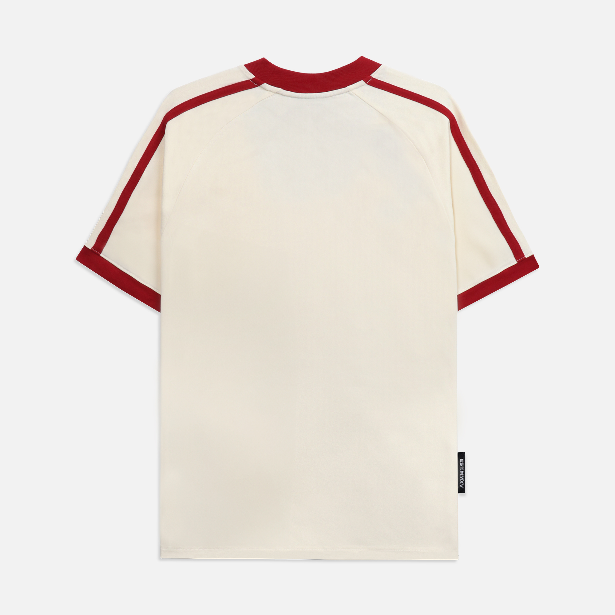 LINE BOXY RAGLAN TEE - CREAM/RED