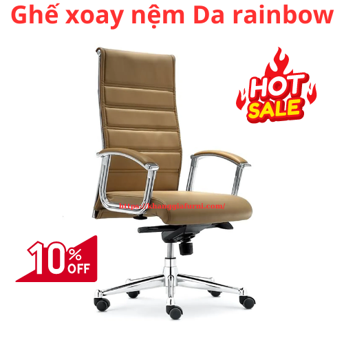 Ghế xoay văn phòng nệm da rainbow lưng cao
