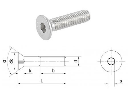 quy cách bulong lục giác chìm đầu bằng din 7991