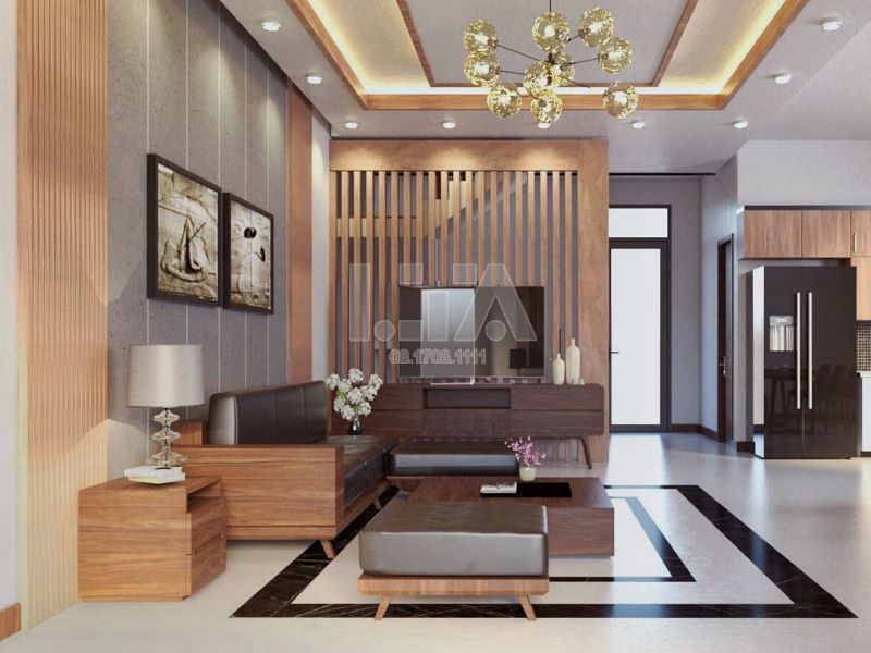 Các đồ nội thất trong phòng khách có hình khối đơn giản