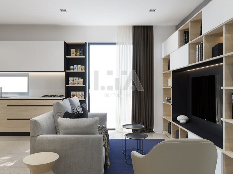 Mẫu thiết kế phòng khách chung cư 1 phòng ngủ