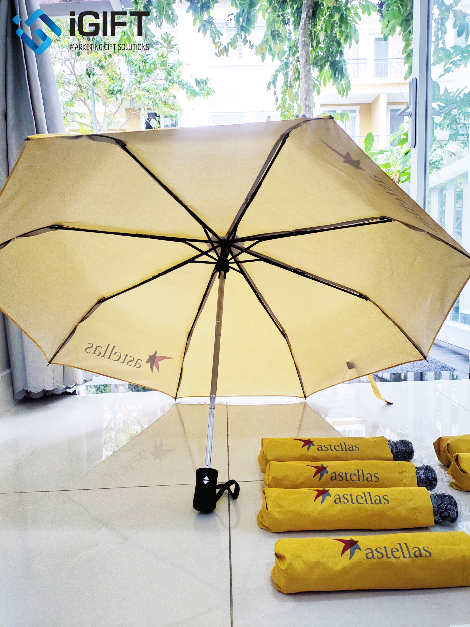 Dù tự động 2 chiều in logo Astellas 1 Dù tự động 2 chiều in logo Astellas Quà tặng công nghệ doanh nghiệp