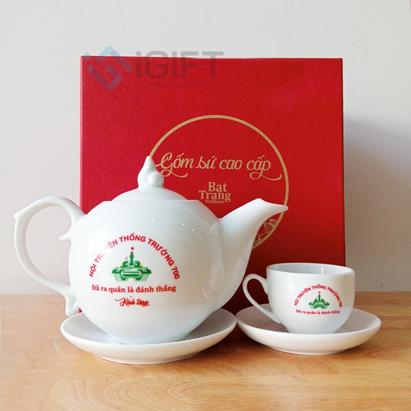 Bộ ấm tách trà - In logo theo yêu cầu 1 Bộ ấm tách trà - In logo theo yêu cầu Quà tặng công nghệ doanh nghiệp