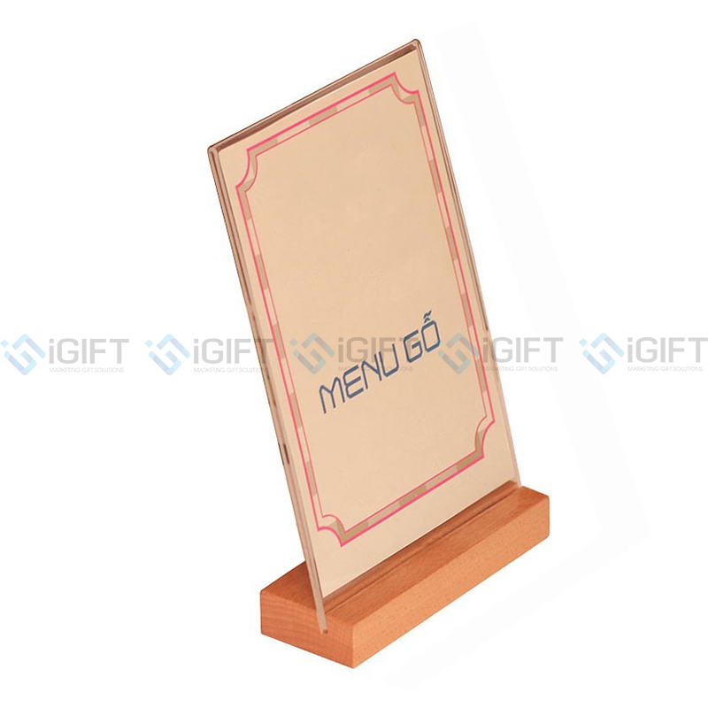 Menu gỗ để bàn in ấn theo yêu cầu 2 Menu gỗ để bàn in ấn theo yêu cầu Quà tặng công nghệ doanh nghiệp