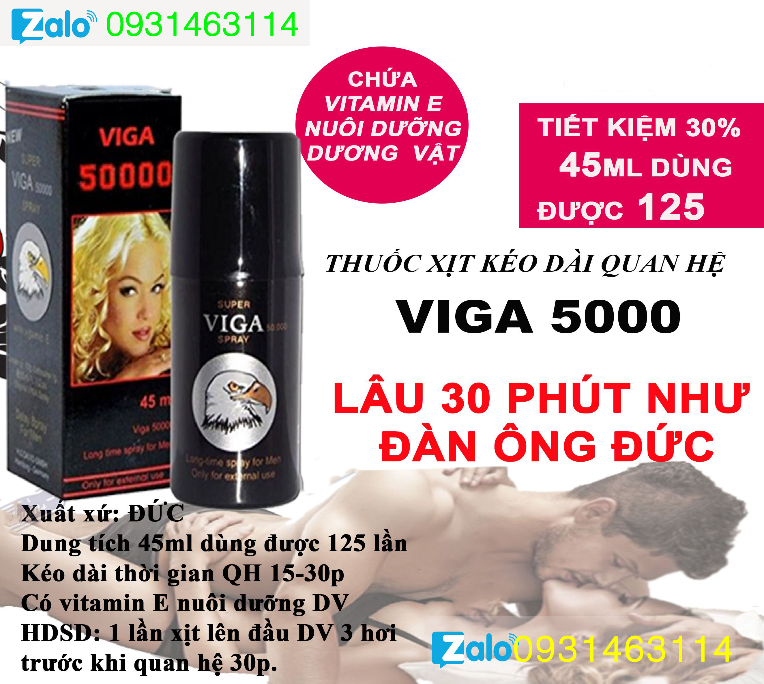 Thuốc Xịt ĐỨc Viga  50000 Chống Xuất Tinh Sớm