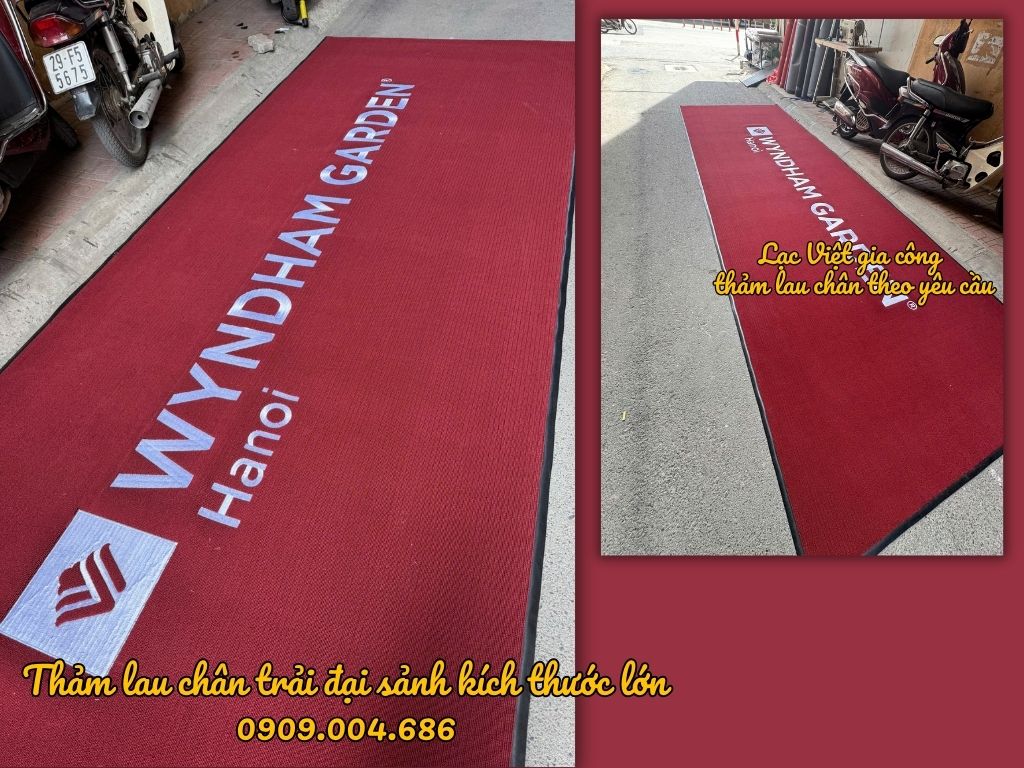 Thảm chùi chân thêu logo khách sạn