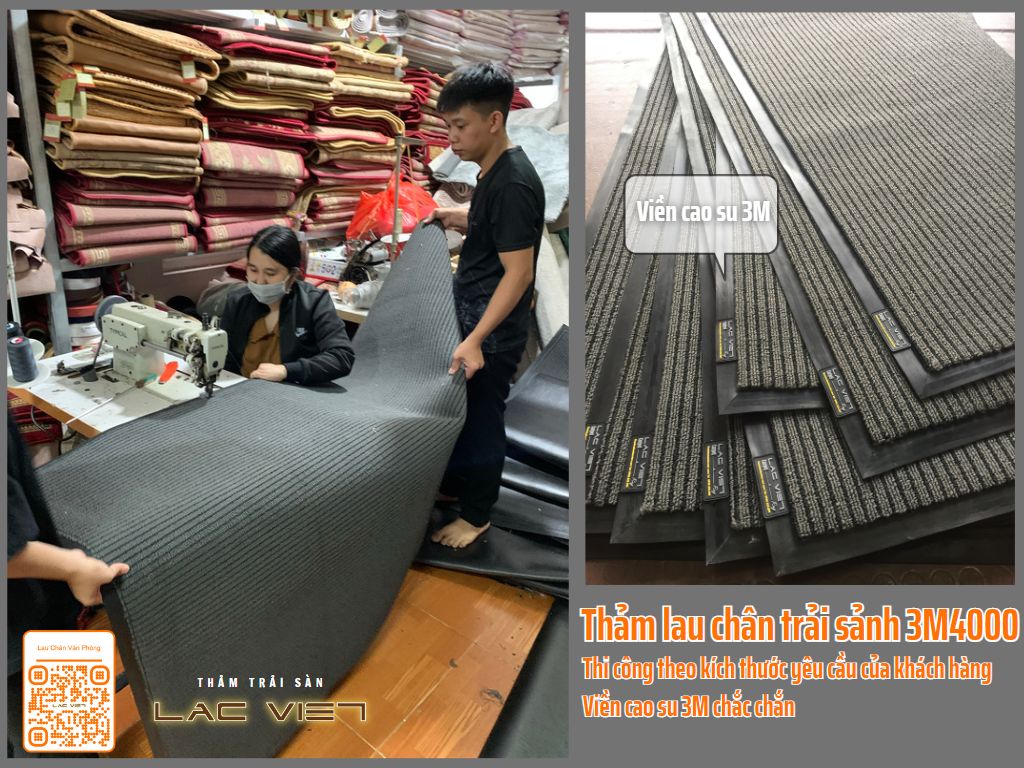 Viền cao su được dán keo và may đường chỉ dù chắc chắn