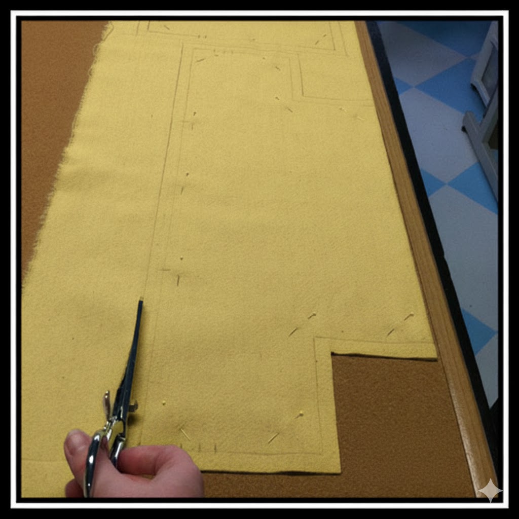 chuẩn bị cắt vải để may