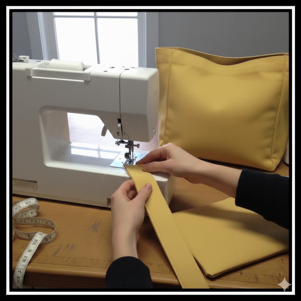 Bước tiếp theo khi may túi canvas là may quai túi