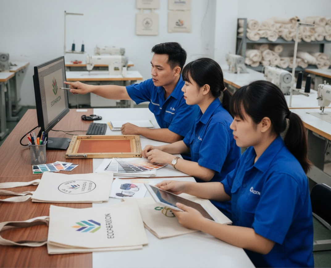 Bước kiểm tra và xử lý file thiết kế trong quy trình in túi vải