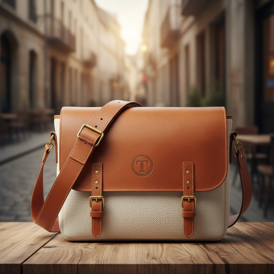 Túi canvas phối da nắp gập cao cấp, quà tặng doanh nghiệp sang trọng