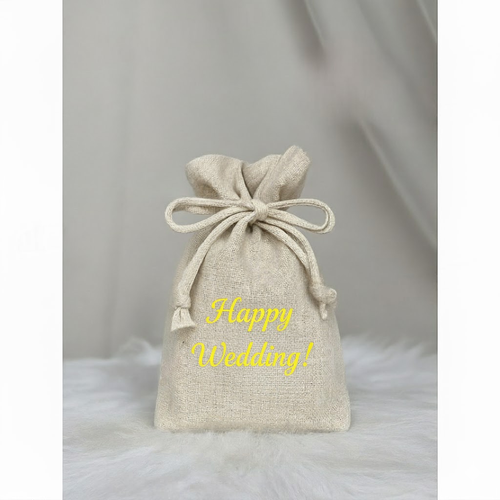 túi vải linen đựng quà cưới dây rút