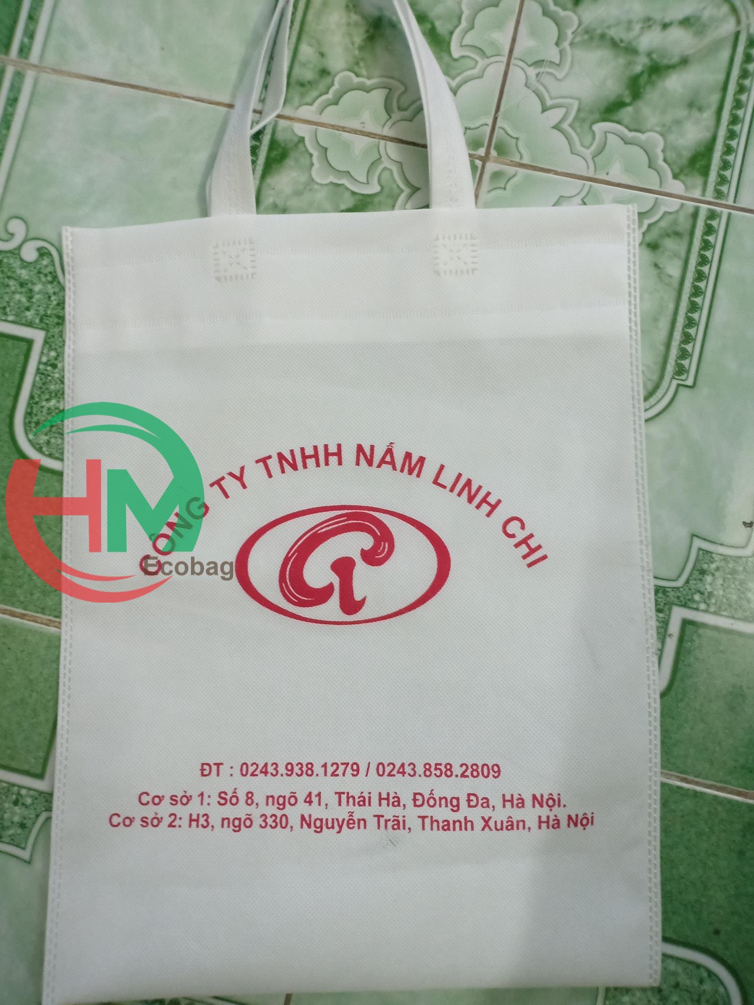 Túi vải in logo công ty TNHH Nấm Linh Chi được thiết kế nổi bật , nâng tầm thương hiệu
