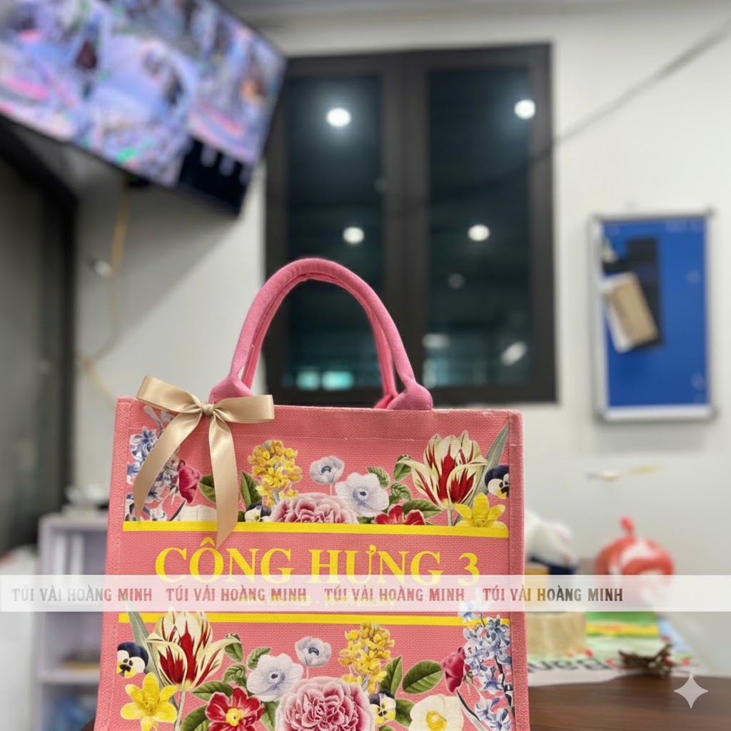 túi linen in họa tiết hoa