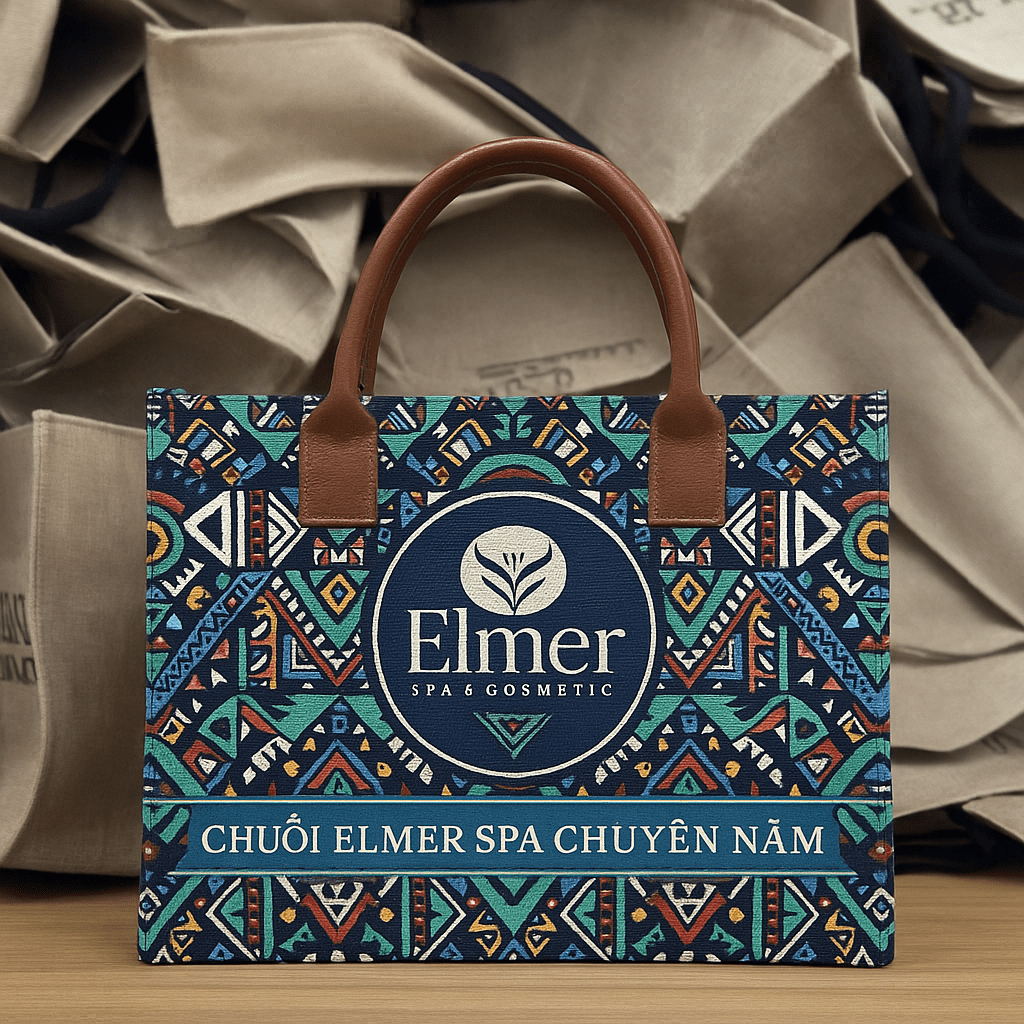 túi vải in logo spa nổi bật với họa tiết thổ cẩm