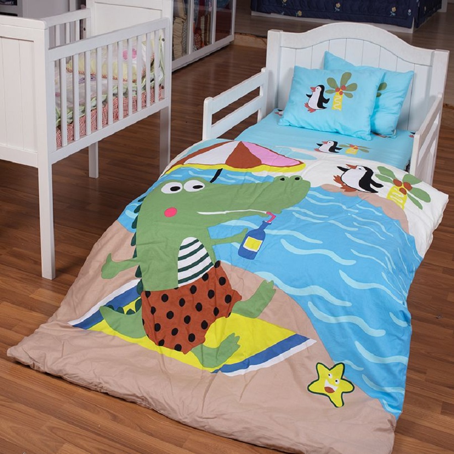 Bộ chăn ga gối Baby - Cá sấu