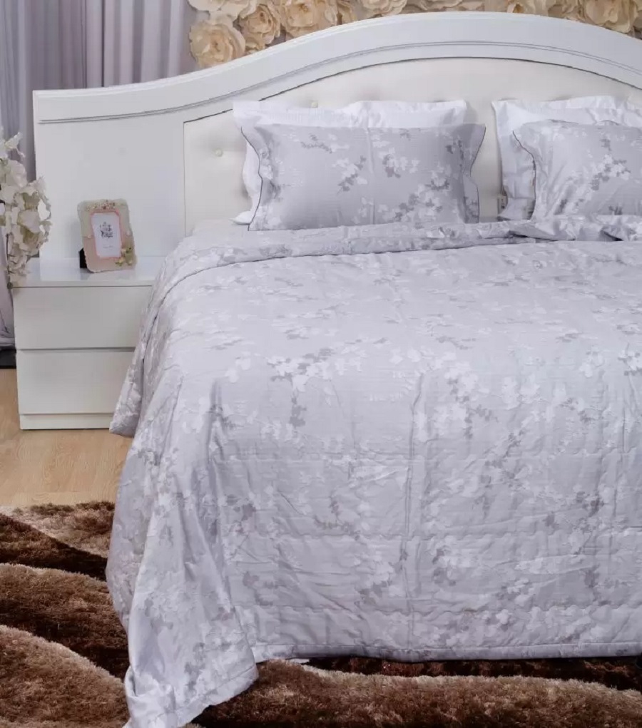 Bộ ga chun 23f Elegant H62 sắc xám đơn giản