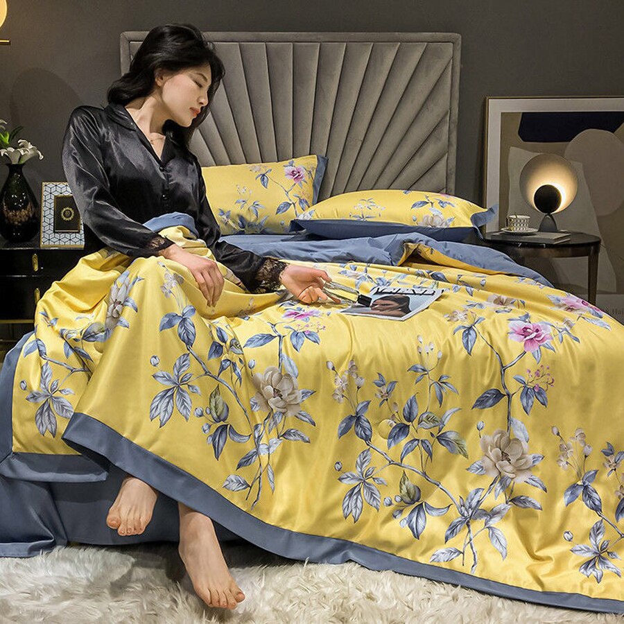 Chăn ga may từ vải satin đem đến cảm giác nằm êm ái, dễ chịu, thư giãn