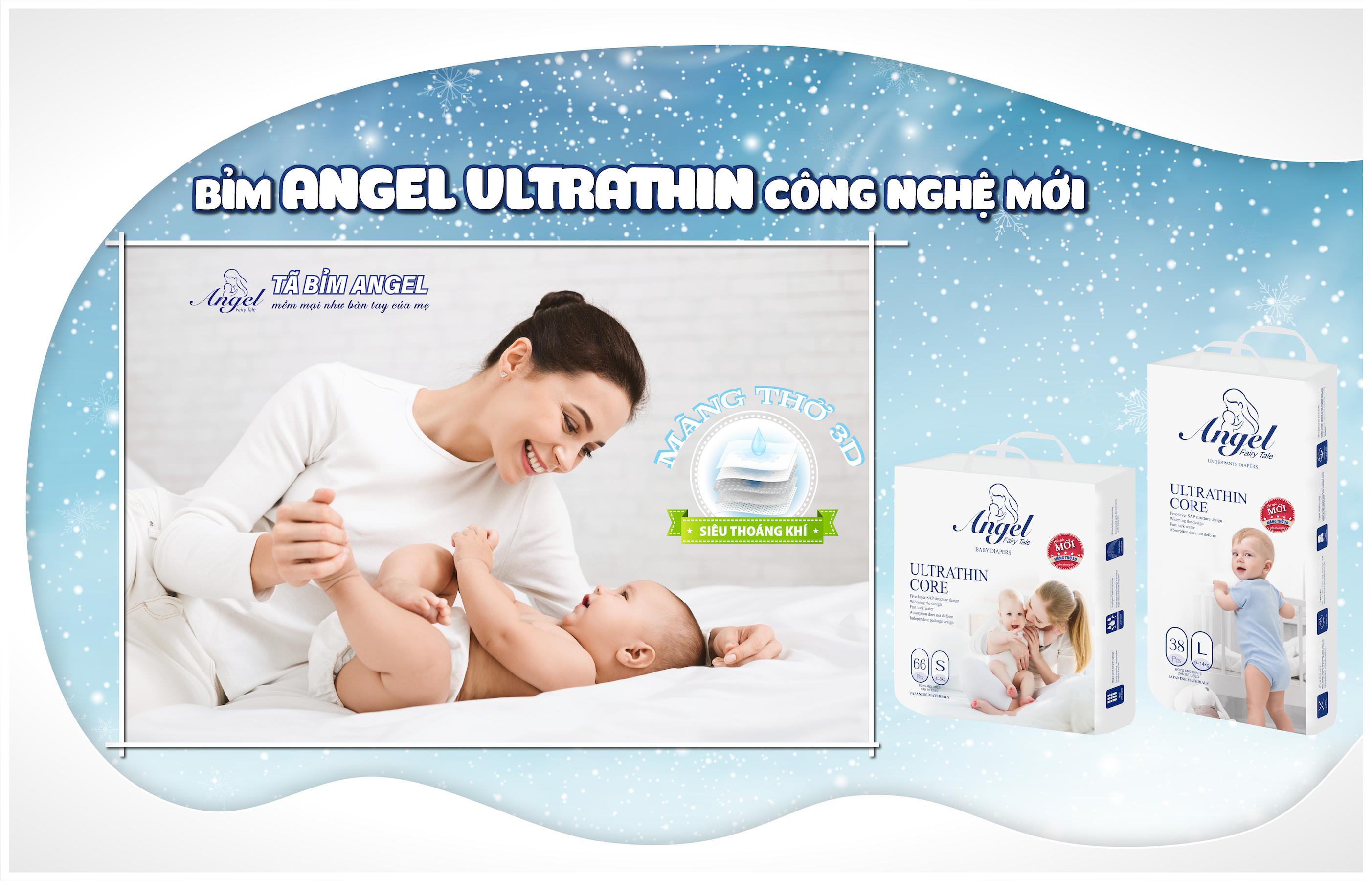 Giới thiệu bỉm công nghệ mới Angel Utrathin màng thở 3D siêu thoáng khí