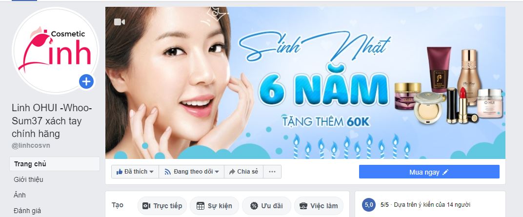 Trang chủ Fanpage của Linh Cosmetic