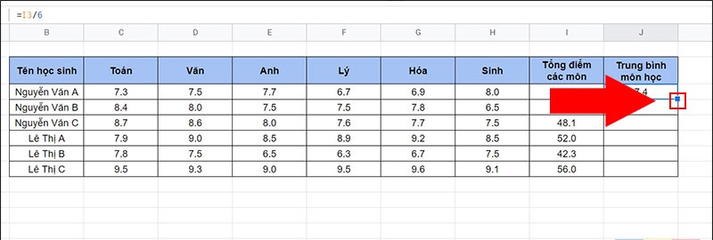 Cách kéo công thức nhanh trong Google Sheet đặt cho cả cột cực nhanh