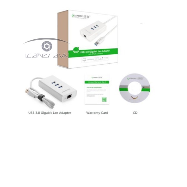 USB 3.0 to Lan Ugreen 20260 Gigabit 10/100/1000Mbps + Hub USB 3 port USB 3.0