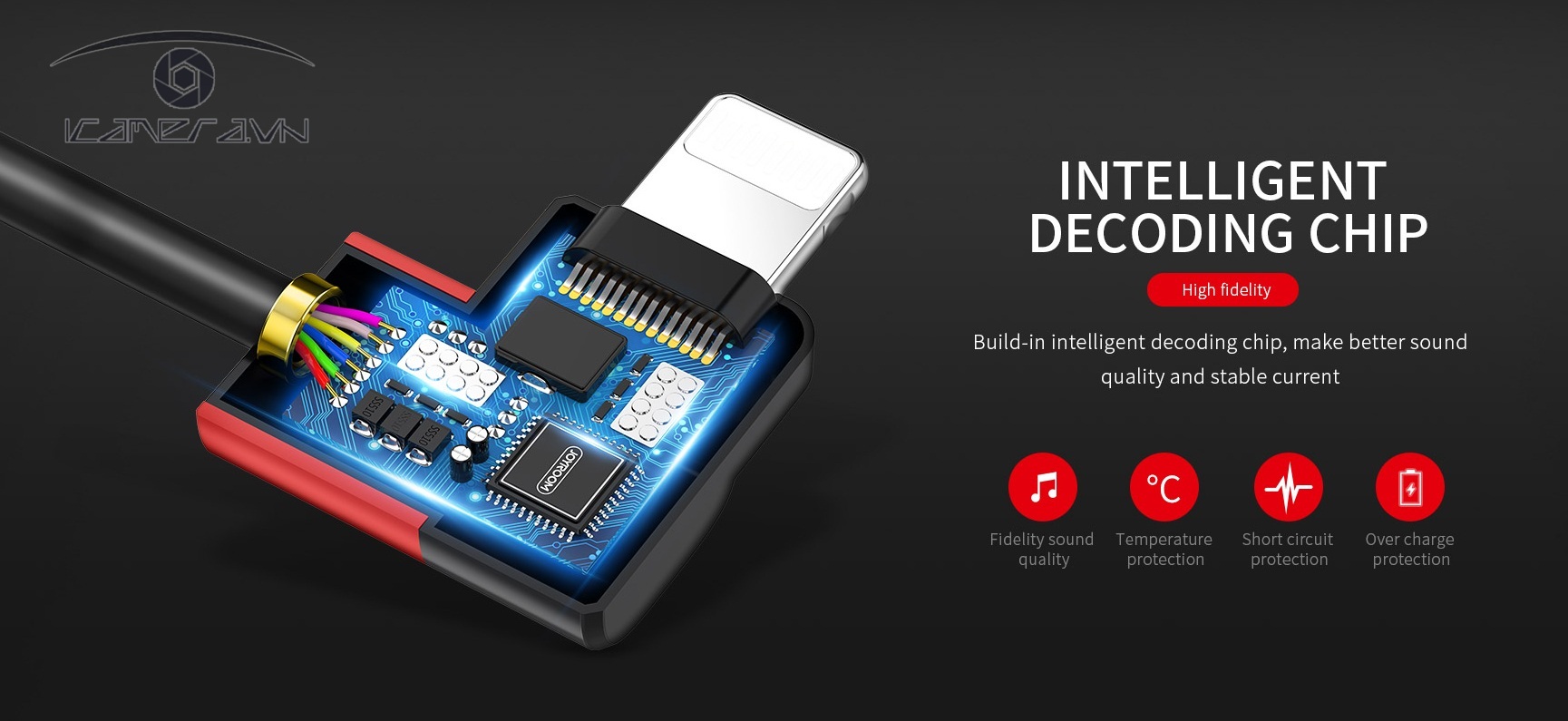 Cáp chuyển đổi lightning ra cổng sạc và giắc tai nghe 3.5mm - 2in1 adapter Joyroom S-M362