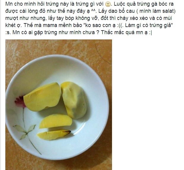 Lòng đỏ trứng gà bóp không vỡ, đốt cháy có mùi khét xuất hiện ở Hà Nội