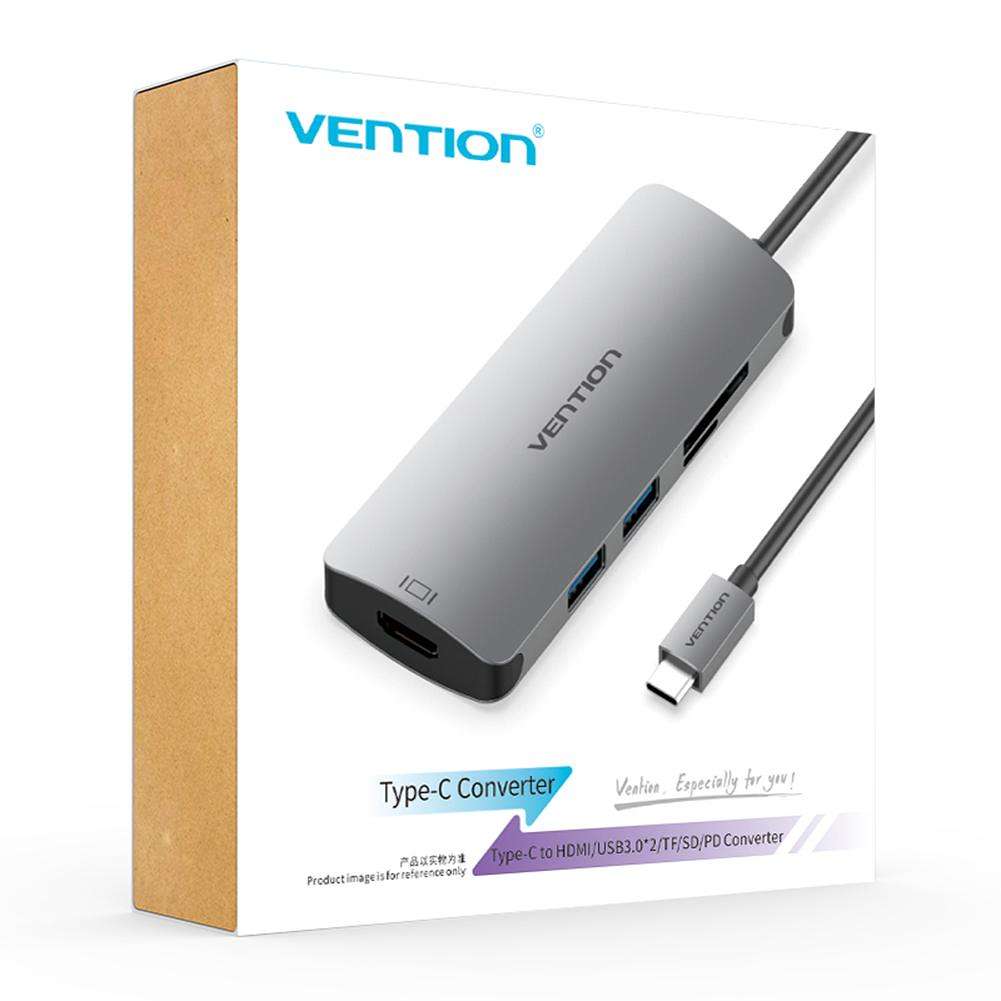 Bộ chuyển đổi Type-C ra cổng HDMI/USB 3.0/Card Reader SD,TF - Vention converter CMEHA